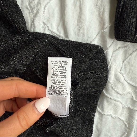 Ten Sixty Sherman Black Grey Ribbed Zip Up Sweatshirt Elastic Waist - Picture 8 of 8